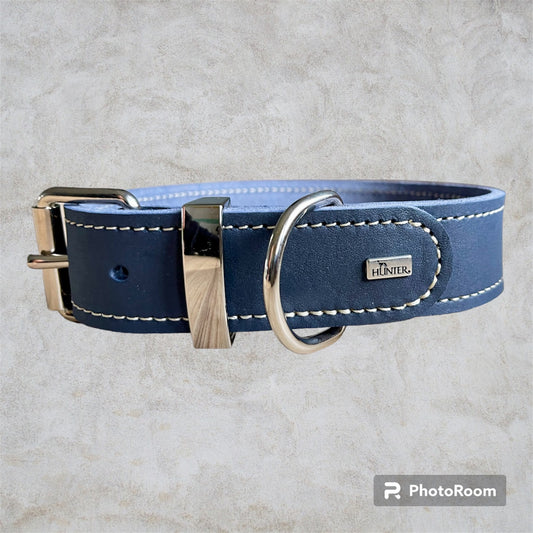 Collier en cuir bleu